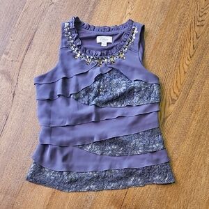 ❤️3/$12 Dressbarn Embellished Purple Tank Top Size 12